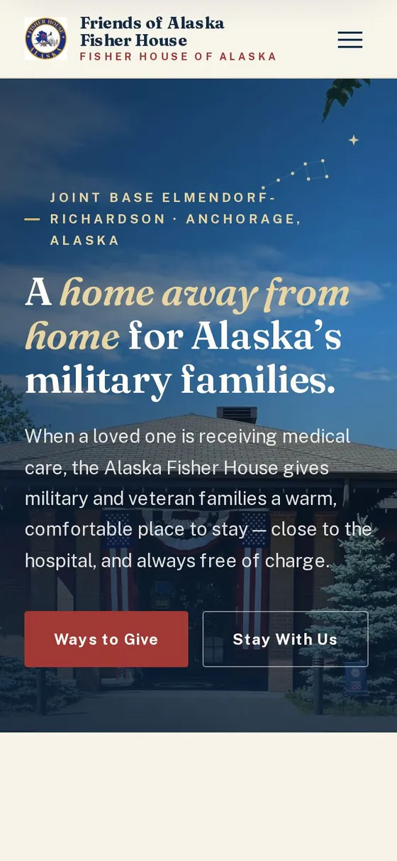 The Fisher House website on a phone