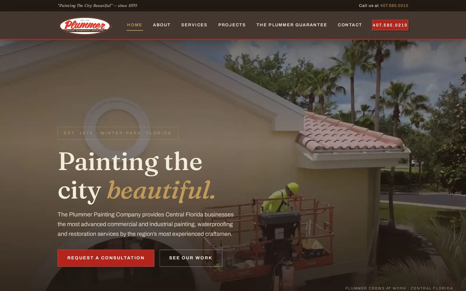 Homepage of The Plummer Painting Company website